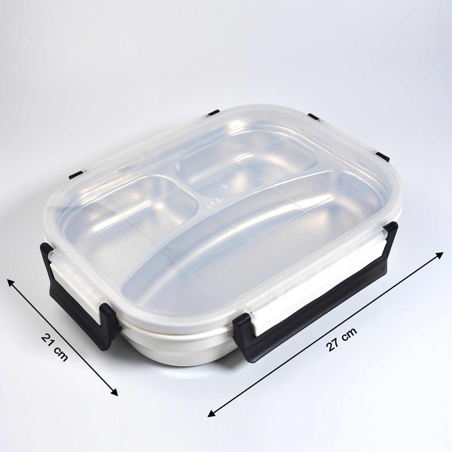 2980 White Transparent Lunch Box for Kids and adults, Stainless Steel Lunch Box with 3 Compartments. DeoDap 2980 White Transparent Lunch Box for Kids and adults, Stainless Steel Lunch Box with 3 Compartments. DeoDap